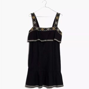 Madewell Elegant Black Mini Dress with Gold Trim